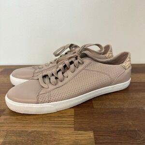 Cole Haan Womens Carrie Sneakers 8.5 Taupe Leather Snake Low Top Trainer Lace Up